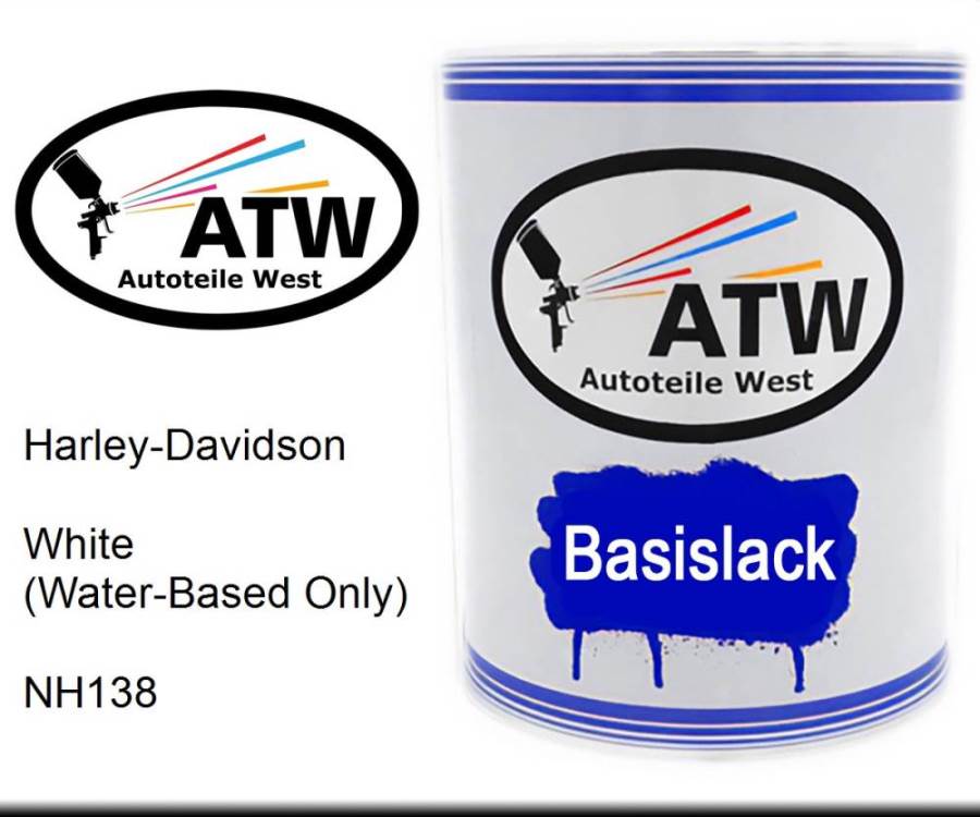 Harley-Davidson, White (Water-Based Only), NH138: 1L Lackdose, von ATW Autoteile West.